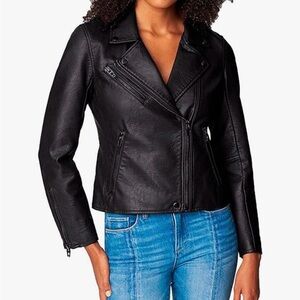 NWT Blank NYC Black Faux Leather Moto Jacket size L